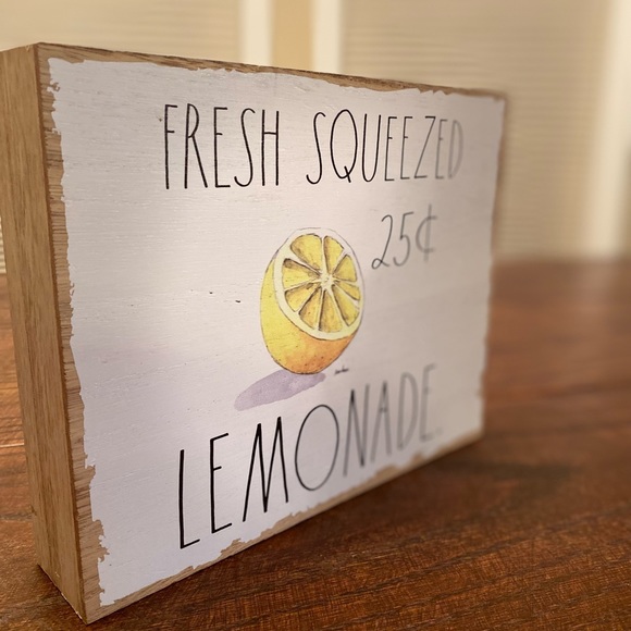 Rae Dunn 25 Cent Lemonade Wood Sign For Tabletops, Shelf or Wall, Lemon Sign - Picture 9 of 16